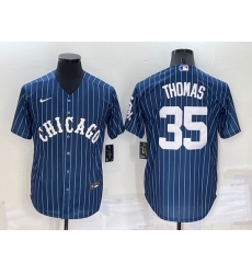 Men Chicago White Sox 35 Frank Thomas Navy Cool Base Stitched Jersey