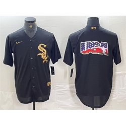 Men Chicago White Sox Black Team Big Logo Cool Base Stitched Jersey 2