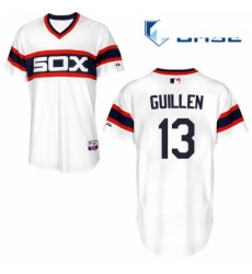 Mens Majestic Chicago White Sox 13 Ozzie Guillen Replica White 2013 Alternate Home Cool Base MLB Jersey