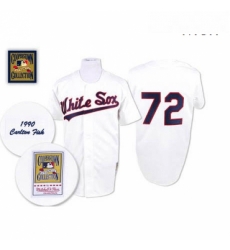 Mens Mitchell and Ness 1990 Chicago White Sox 72 Carlton Fisk Authentic White Throwback MLB Jersey