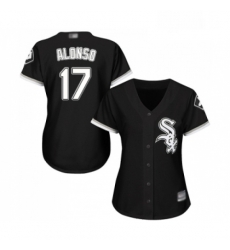 Womens Chicago White Sox 17 Yonder Alonso Replica Black Alternate Home Cool Base Baseball Jersey 