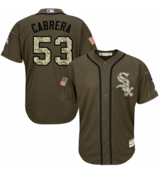 Youth Majestic Chicago White Sox 53 Welington Castillo Replica Green Salute to Service MLB Jersey 