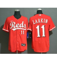 Men Cincinnati Reds 11 Barry Larkin Red Stitched MLB Flex Base Nike Jersey