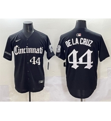Men Cincinnati Reds 44 Elly De La Cruz Black 27Gothic Queen City Edition 27 Vapor Premier Limited Stitched Baseball Jersey Men Cincinnati Reds 44 Elly De La Cruz Black 27Gothic Queen City Edition 27 Vapor Premier Limited Stitched Baseball Jersey
