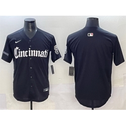 Men Cincinnati Reds Blank Black  27Gothic Queen City Edition 27 Vapor Premier Limited Stitched Baseball Jersey