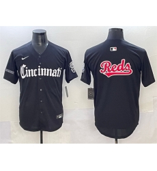 Men Cincinnati Reds Team Big Logo Black  27Gothic Queen City Edition 27 Vapor Premier Limited Stitched Baseball Jersey