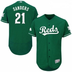 Mens Majestic Cincinnati Reds 21 Reggie Sanders Green Celtic Flexbase Authentic Collection MLB Jersey