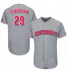 Mens Majestic Cincinnati Reds 29 Brandon Finnegan Grey Flexbase Authentic Collection MLB Jersey