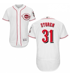 Mens Majestic Cincinnati Reds 31 Drew Storen White Flexbase Authentic Collection MLB Jersey