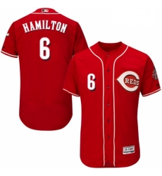 Mens Majestic Cincinnati Reds 6 Billy Hamilton Red Alternate Flex Base Authentic Collection MLB Jersey