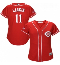 Womens Majestic Cincinnati Reds 11 Barry Larkin Authentic Red Alternate Cool Base MLB Jersey