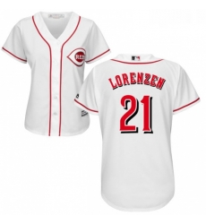 Womens Majestic Cincinnati Reds 21 Michael Lorenzen Replica White Home Cool Base MLB Jersey