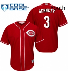 Youth Majestic Cincinnati Reds 3 Scooter Gennett Authentic Red Alternate Cool Base MLB Jersey 