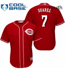 Youth Majestic Cincinnati Reds 7 Eugenio Suarez Replica Red Alternate Cool Base MLB Jersey 