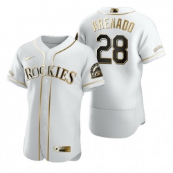 Colorado Rockies 28 Nolan Arenado White Nike Mens Authentic Golden Edition MLB Jersey