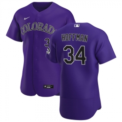 Men Colorado Rockies 34 Jeff Hoffman Men Nike Purple Alternate 2020 Flex Base Player MLB Jersey