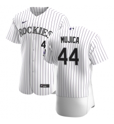 Men Colorado Rockies 44 Jose Mujica Men Nike White Home 2020 Flex Base Player MLB Jersey