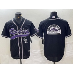 Men Colorado Rockies Black Team Big Logo Cool Base Stitched Baseball JerseyS 11