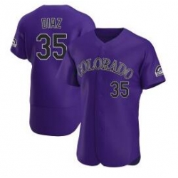 Men Nike Colorado Rockies 35 Elias Diaz Purple Flex Base MLB Jersey