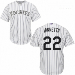 Mens Majestic Colorado Rockies 22 Chris Iannetta Replica White Home Cool Base MLB Jersey 