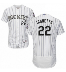 Mens Majestic Colorado Rockies 22 Chris Iannetta White Home Flex Base Authentic Collection MLB Jersey