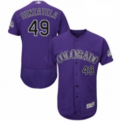 Mens Majestic Colorado Rockies 49 Antonio Senzatela Purple Alternate Flex Base Collection 2018 World Series Jersey 