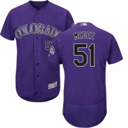 Mens Majestic Colorado Rockies 51 Jake McGee Purple Alternate Flex Base Authentic Collection MLB Jersey