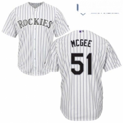 Mens Majestic Colorado Rockies 51 Jake McGee Replica White Home Cool Base MLB Jersey