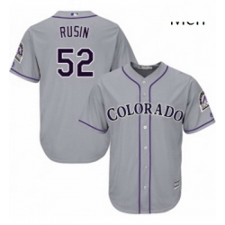 Mens Majestic Colorado Rockies 52 Chris Rusin Replica Grey Road Cool Base MLB Jersey 