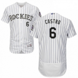 Mens Majestic Colorado Rockies 6 Daniel Castro White Home Flex Base Authentic Collection MLB Jersey