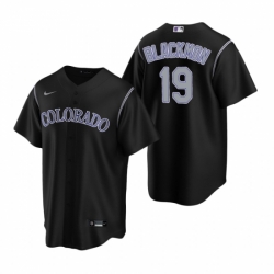 Mens Nike Colorado Rockies 19 Charlie Blackmon Black Alternate Stitched Baseball Jerse