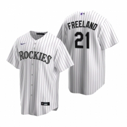 Mens Nike Colorado Rockies 21 Kyle Freeland White Home Stitched Baseball Jersey