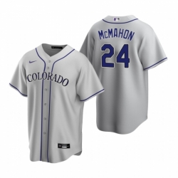 Mens Nike Colorado Rockies 24 Ryan McMahon Gray Road Stitched Baseball Jersey