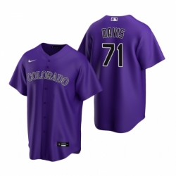 Mens Nike Colorado Rockies 71 Wade Davis Purple Alternate Stitched Baseball Jersey