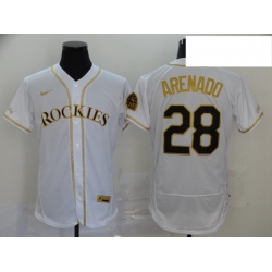 Rockies 28 Nolan Arenado White Gold 2020 Nike Flexbase Jersey