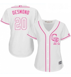 Womens Majestic Colorado Rockies 20 Ian Desmond Authentic White Fashion Cool Base MLB Jersey