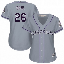 Womens Majestic Colorado Rockies 26 David Dahl Replica Grey Road Cool Base MLB Jersey 