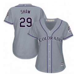 Womens Majestic Colorado Rockies 29 Bryan Shaw Replica Grey Road Cool Base MLB Jersey 