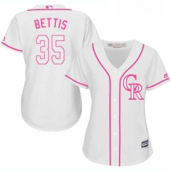 Womens Majestic Colorado Rockies 35 Chad Bettis Replica White Fashion Cool Base MLB Jersey