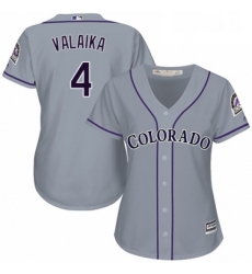 Womens Majestic Colorado Rockies 4 Pat Valaika Replica Grey Road Cool Base MLB Jersey 