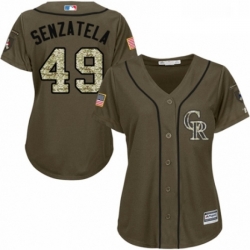 Womens Majestic Colorado Rockies 49 Antonio Senzatela Authentic Green Salute to Service MLB Jersey 