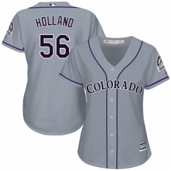 Womens Majestic Colorado Rockies 56 Greg Holland Replica Grey Road Cool Base MLB Jersey 