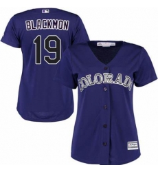 Women's Nike Colorado Rockies 19 Charlie Blackmon Purple Black Cool Base MLB Jersey