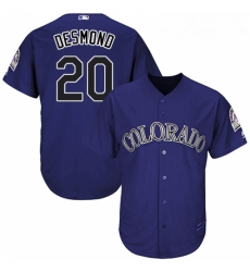 Youth Majestic Colorado Rockies 20 Ian Desmond Replica Purple Alternate 1 Cool Base MLB Jersey