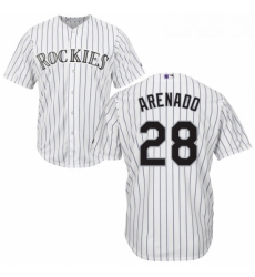 Youth Majestic Colorado Rockies 28 Nolan Arenado Replica White Home Cool Base MLB Jersey