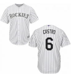 Youth Majestic Colorado Rockies 6 Daniel Castro Authentic White Home Cool Base MLB Jersey 