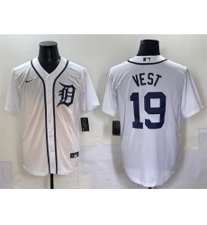 Men Detroit Tigers 19 Will Vest White Cool Base Stitched Baseball Jersey