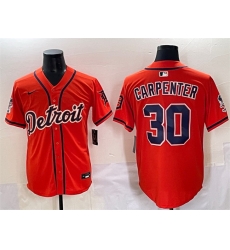 Men Detroit Tigers 30 Kerry Carpenter Orange With Patch Vapor Premier Limited Stitched Baseball Jersey
