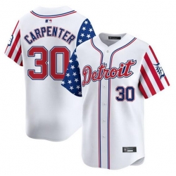 Men Detroit Tigers 30 Kerry Carpenter White 2025 Independence Day Vapor Premier Limited Stitched Baseball Jersey