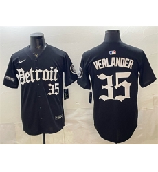 Men Detroit Tigers  35 Justin Verlander 2026 Black  Motor Gothic Edition  Vapor Premier Limited Stitched Baseball Jersey